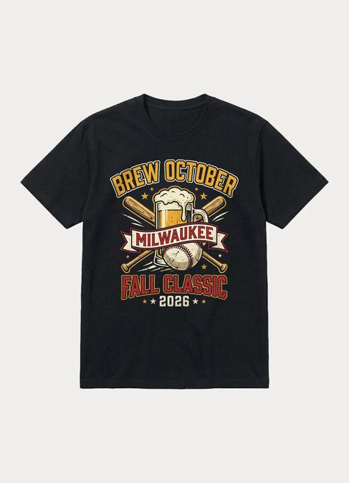 Brew October Milwaukee baseball graphic tee in black