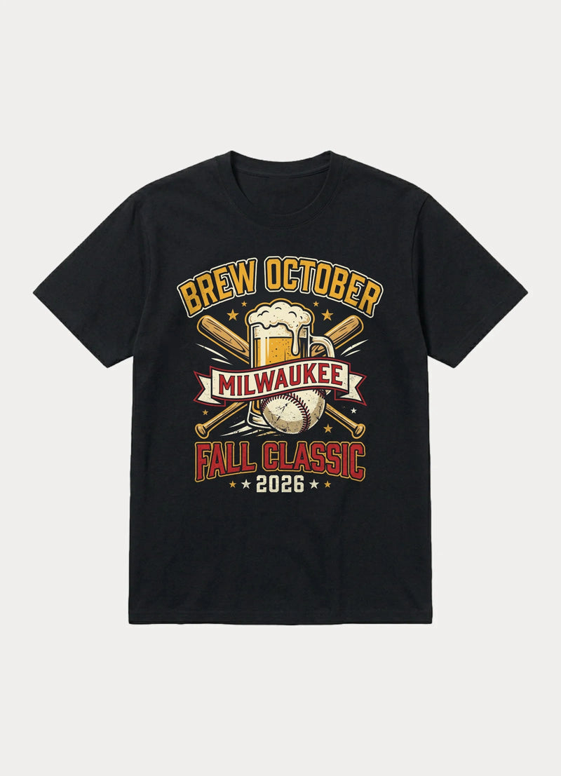 Brew October Milwaukee baseball graphic tee in black