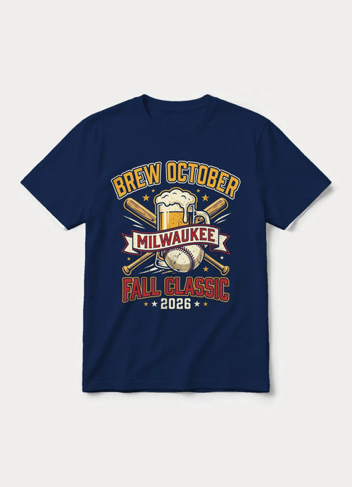 Brew October Milwaukee baseball graphic tee in navy