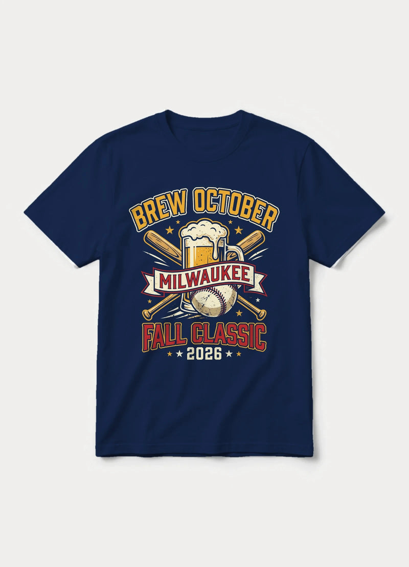 Brew October Milwaukee baseball graphic tee in navy
