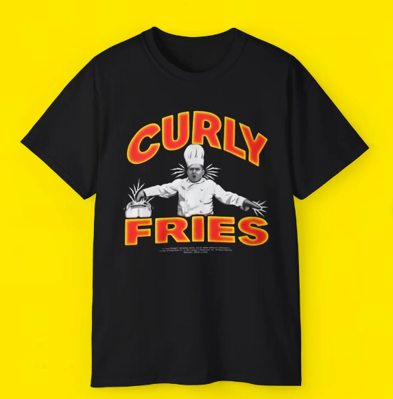 Black Curly Fries graphic tee with vintage chef print