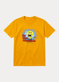 Fact Attack Adventures graphic tee in gold