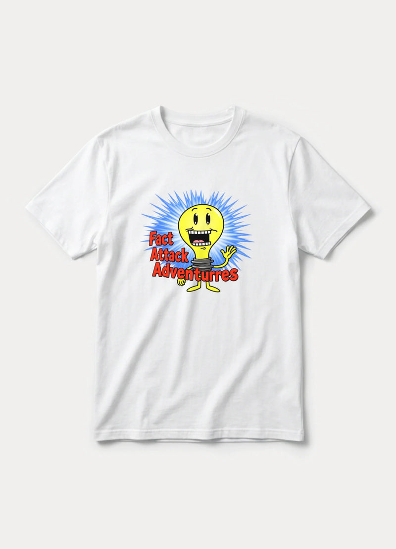 Fact Attack Adventures graphic tee in white