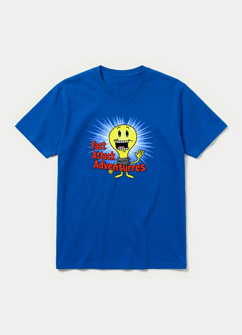 Fact Attack Adventures graphic tee in blue