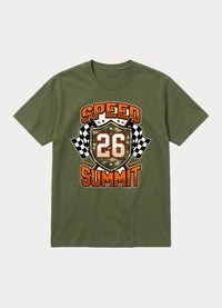 Speed Summit 26 racing graphic tee in olive