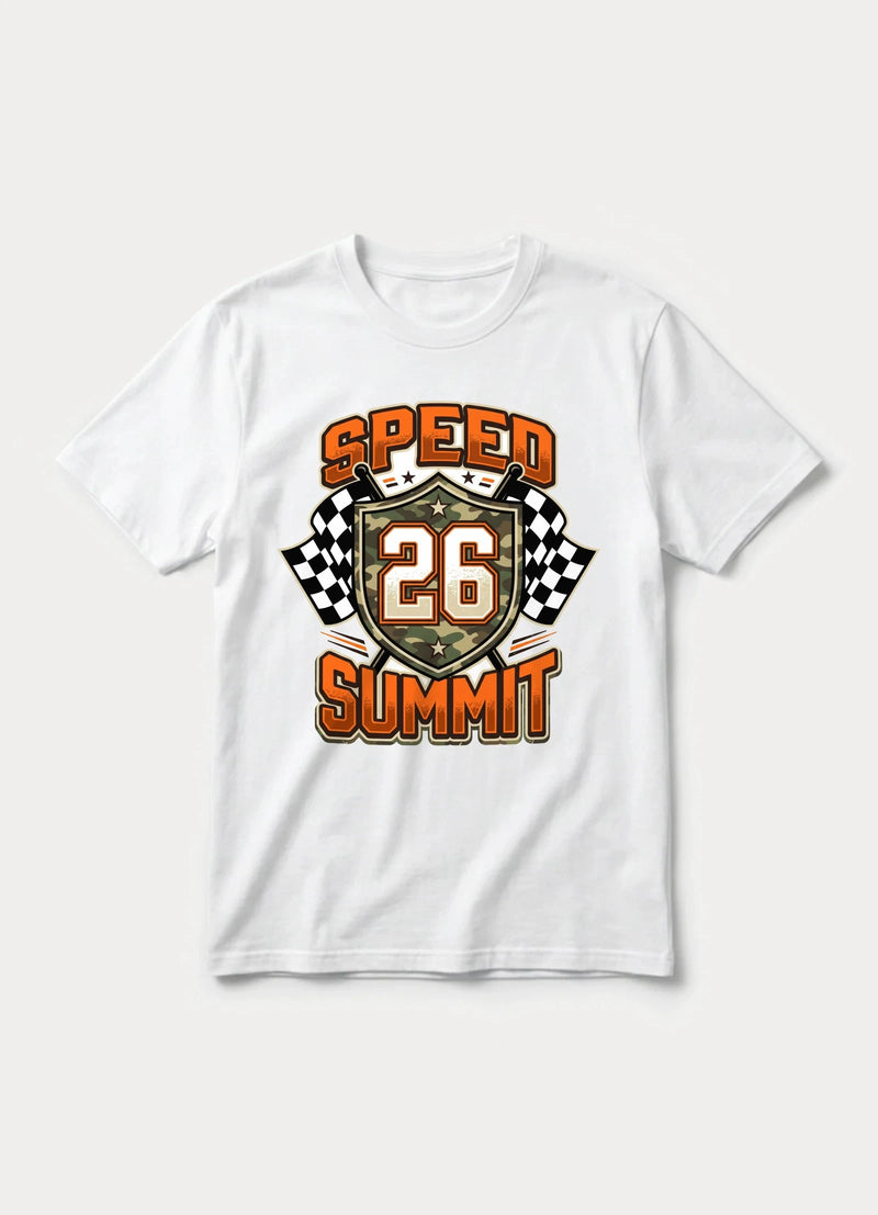 Speed Summit 26 racing graphic tee in white